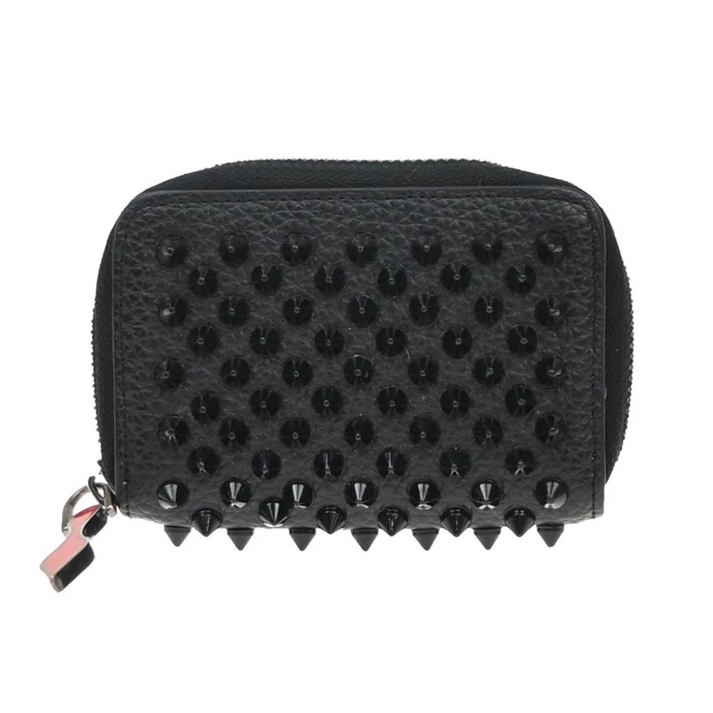 Christian Louboutin Panettone Coin Case Compact Wallet Leather Black